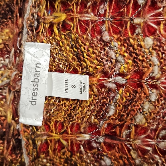 dressbarn Multicolor brown tan rust open knit horse bit closure Petite Small EUC - Picture 4 of 8